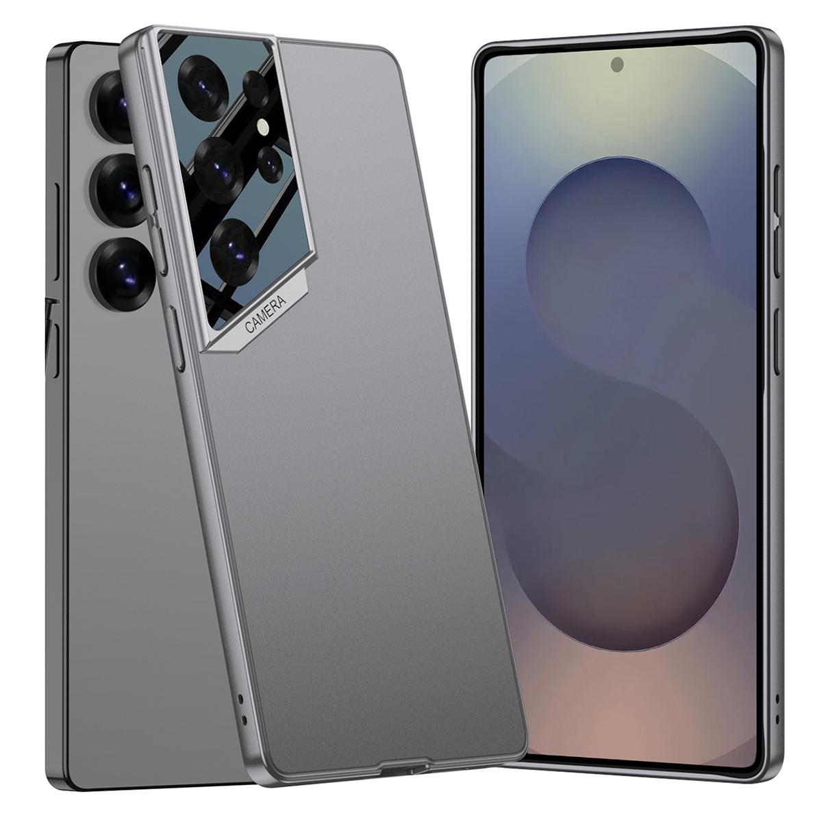 

For Samsung Galaxy S25 Ultra Case TPU+PC Slim Phone Cover with Glass Lens Film Grey