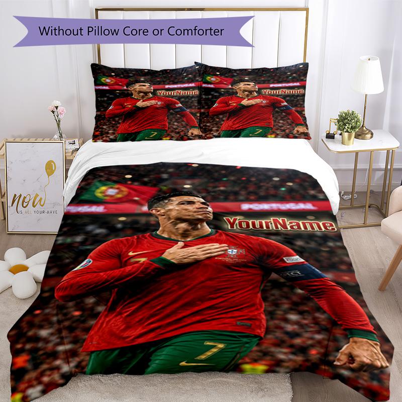 Cristiano Ronaldo 45 Personalisierbares Bettwäscheset Atmungsaktiver Bettbezug mit Kissenbezügen Heimdekoration Geburtstagsgeschenk