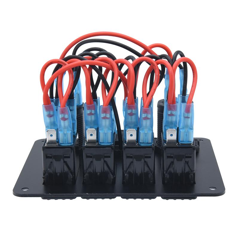 4 Gang Switch Panel Boat Switch Panel Waterproof With 3.1A Dual USB Port 12V Digital Voltmeter Cigarette Lighter Socket