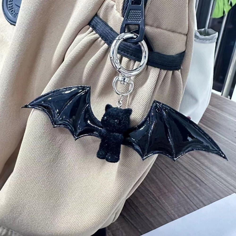 Pile Coating Flocking Bear Doll Keychain Cute Bag Pendant Fashion Bat Bear Keyring  Backpack Decor