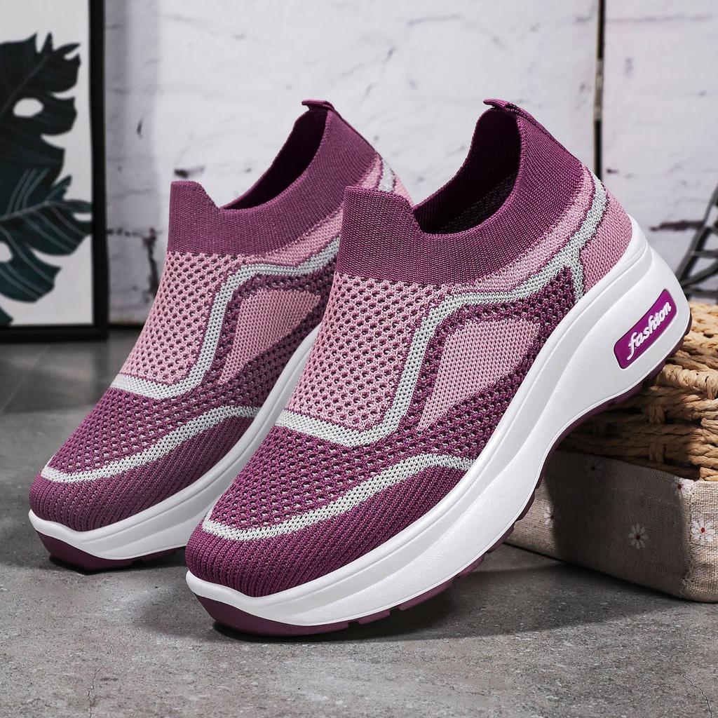 Unisex Shoes Casual Style Heightening Shoes New Fly-woven Breathable Platform Mesh Shoes