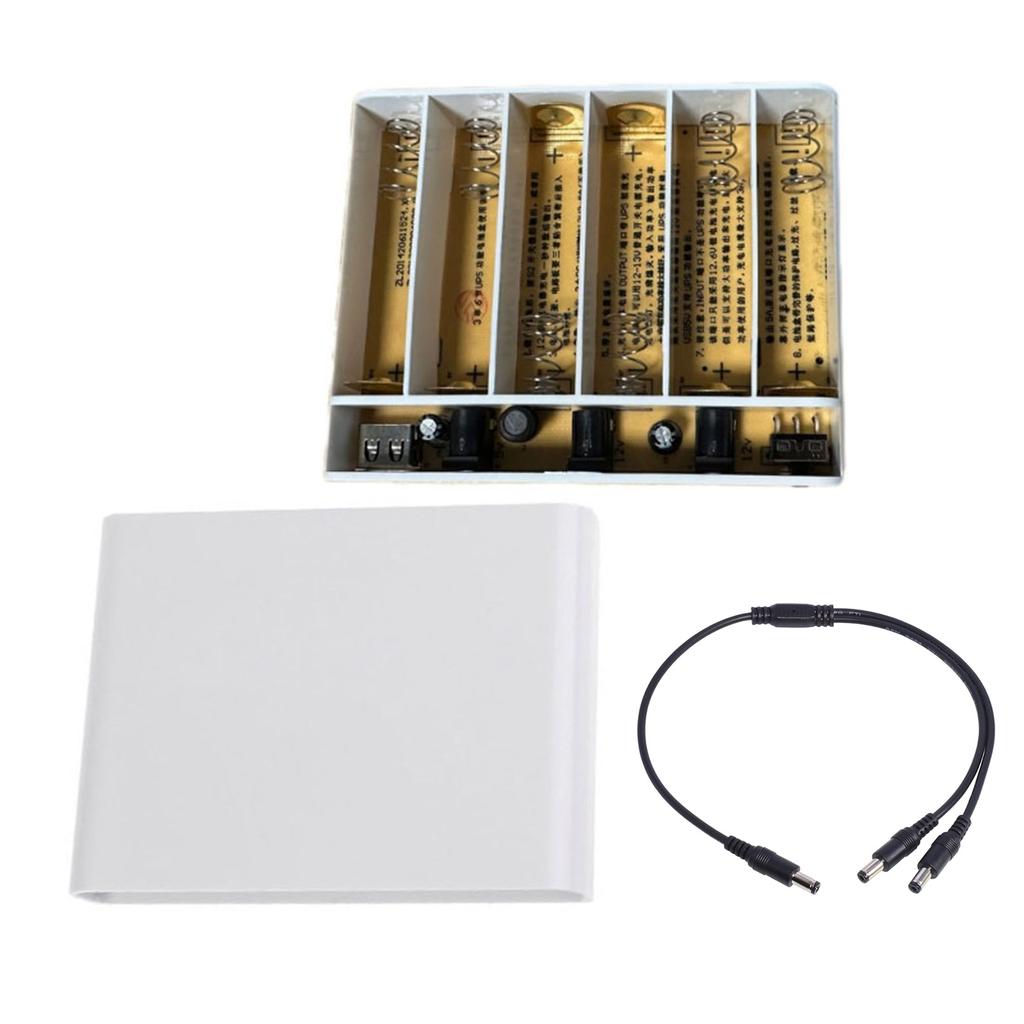 USB 5V 9V 12V výstup 18650 Batéria UPS Power Bank Box s 5,5 x 2,1 mm káblom samec – samec pre smerovač Telefón LED CCTV kamera