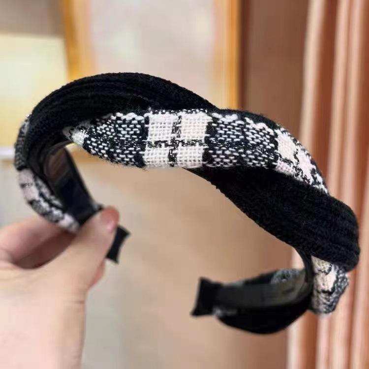 Headbands Knitted Simplicity Checkerboard Pattern Womens Hair Accessories