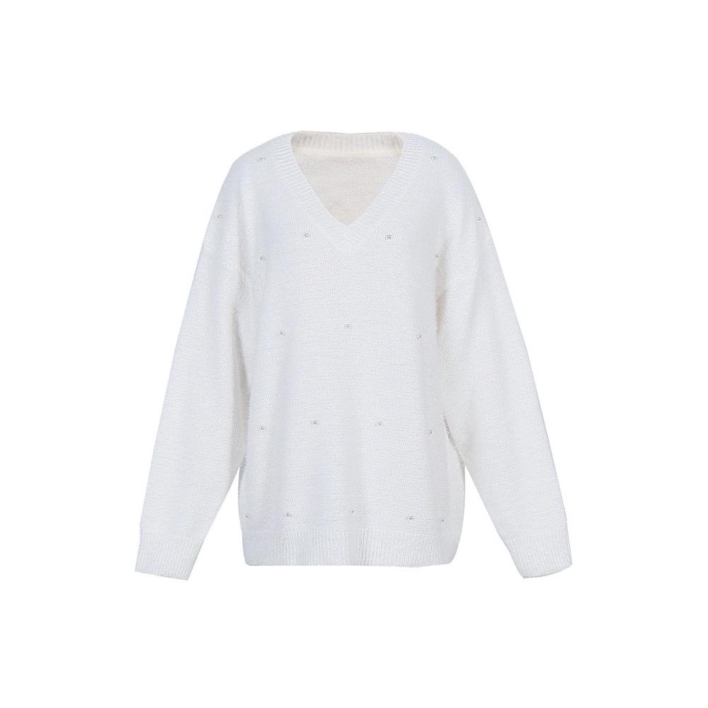 2025 A/W V-Neck Beaded Solid Color Sweater for Women