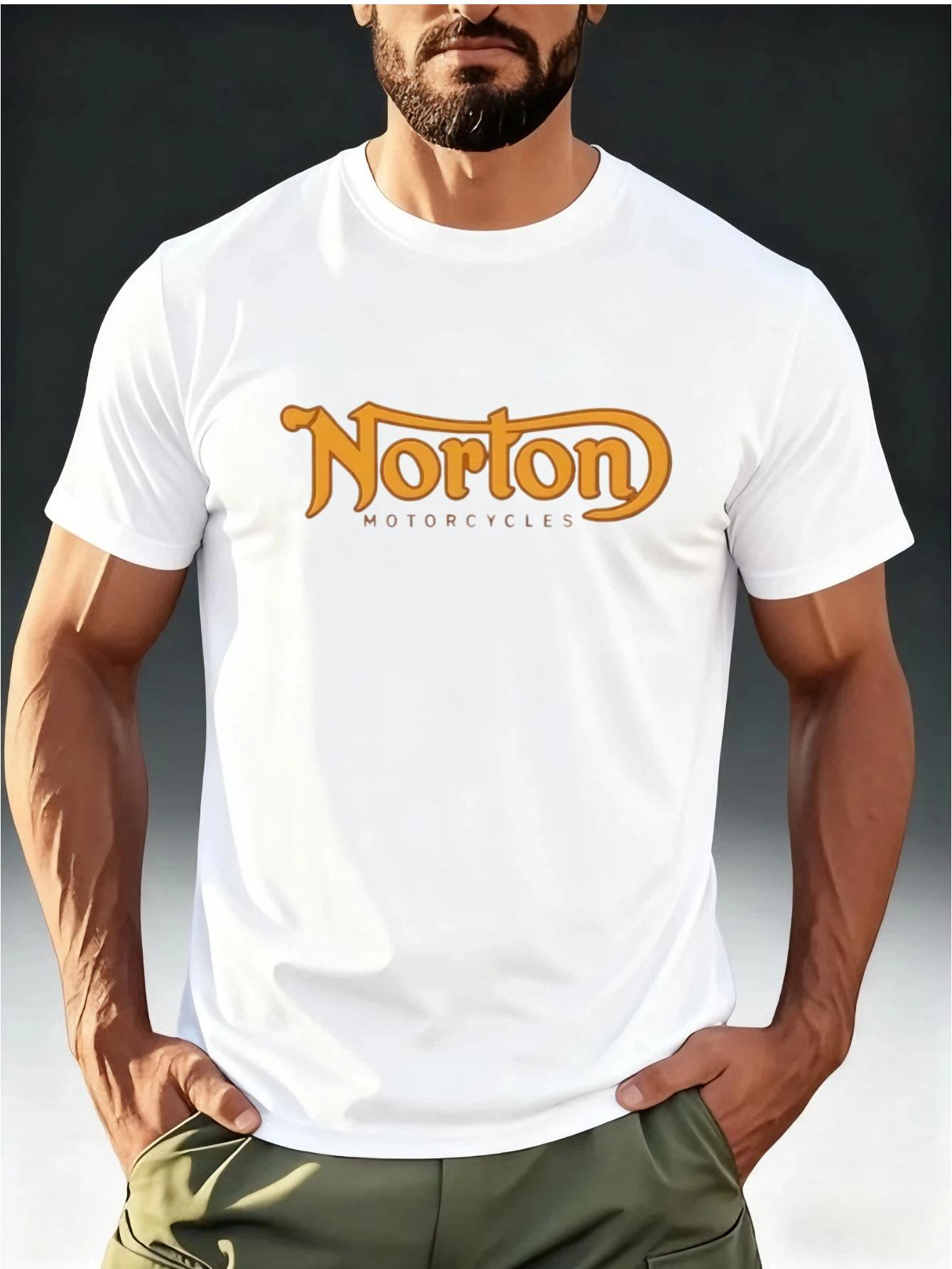 Men S Short-Sleeve T-Shirt Featuring a Vintage Norton MOTORCYCLES Print XXXXL