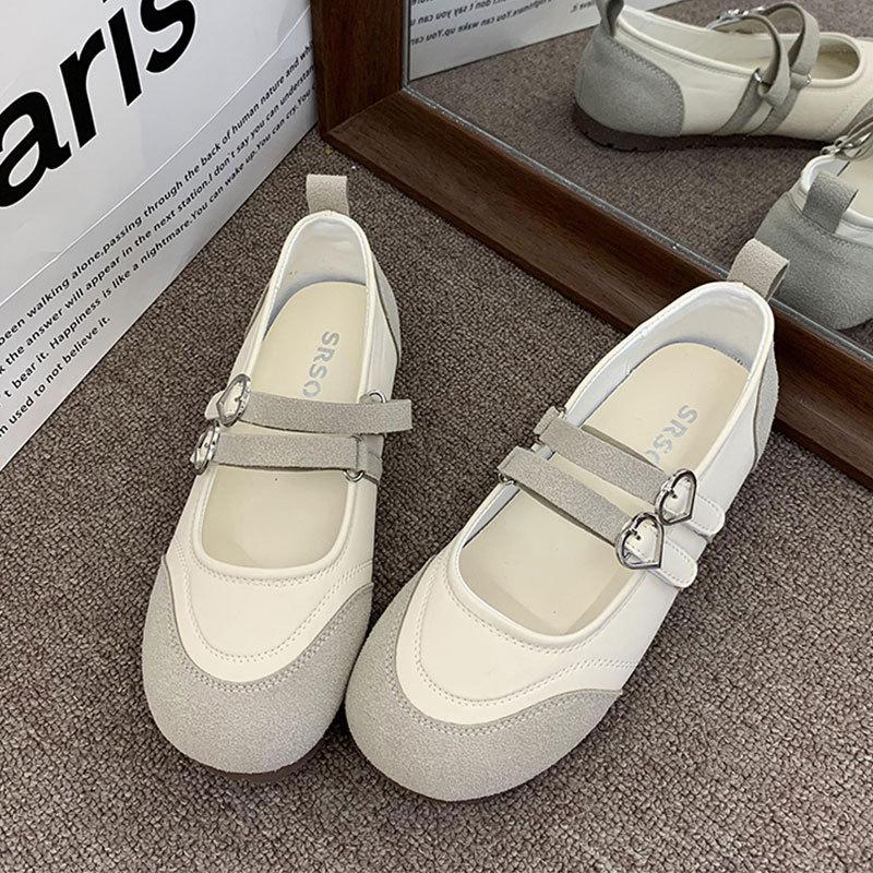

Popular retro soft leather Mary Jane shoes women s 2025 summer new flat bottom with skirt versatile round head shallow mouth single shoes 40 бежевый