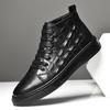 Men's Shoes High-top Lace-up Crocodile Pattern Board Shoes Men's First-layer Cowhide Martin Boots Foreign Trade Autumn and Winter Sports and Leisure 