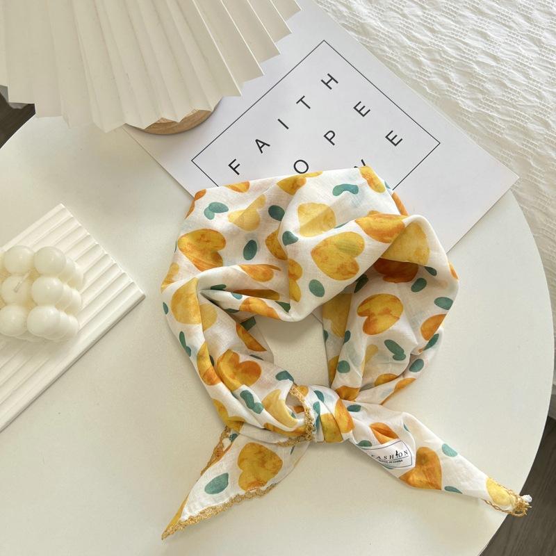 70cm Cotton Handkerchief Women Bandana Head Hijab Scarfs Floral Print Kerchief Square Hair Scarfs Cute Headband Neck Tie Scarf