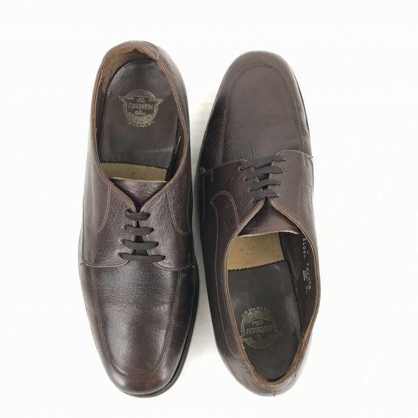 80s-90s Vintage USA FLORSHEIM Leather U-tip 25.5 Dark Brown Grain Dress Business shoes(USED)