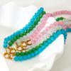 Popular color translucent cat's eye glass handmade beaded necklace gold-plated stainless steel jewelry women