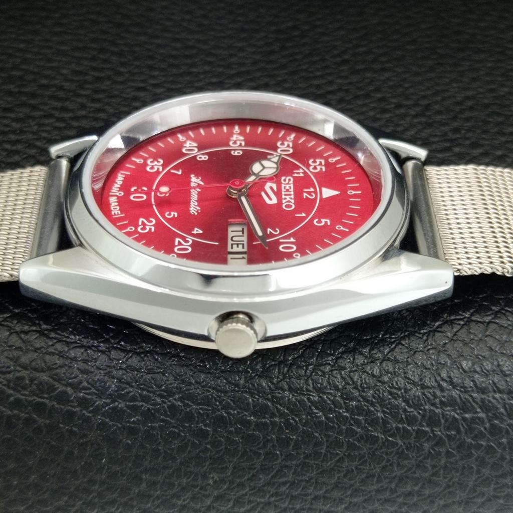 VINTAGE REFURBISHED SEIKO 5 AUTOMATIC 6309A JAPAN MENS RED DIAL WATCH a442275-1