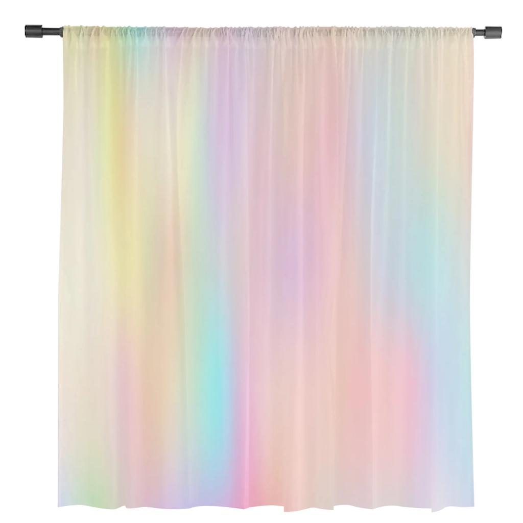 Rainbow Pink Morning Glow Tulle Curtains For Living Room Kitchen Decoration Chiffon Window Treatments Voile Sheer Curtain