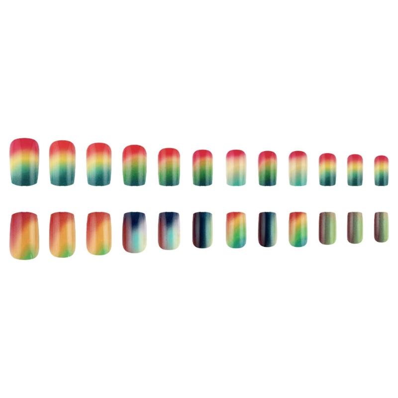 Square Press On Nail Gradient Designs Fake Nail Glues On Nail Artificial Acrylic Nail 24pcs Stick On Nail for Women