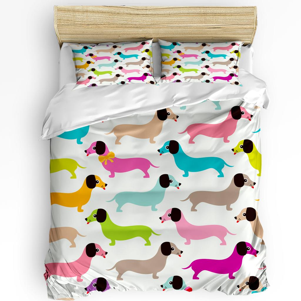 Dachshund Catoon Dog Kawaii Bedding Set 3pcs Duvet Cover Pillowcase Kids Adult Quilt Cover Double Bed Set Home Textile