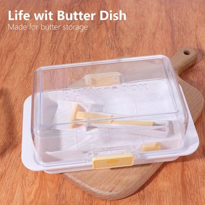 Clear Lid Butter Storage Box Fresh-keeping Dustproof Cheese Keeper Reusable Transparent Butter Slicer Box