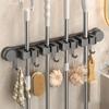 Wall Mounted Suction Cup Mop Clamp Space Aluminum Broom Hanger Practical Mop Clip Rack  Kitchen