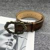 Retro Edgy Buckles Belt Adjustable Brown PU Leather Strap Embossed Belt Fashion Accessory For Women Men