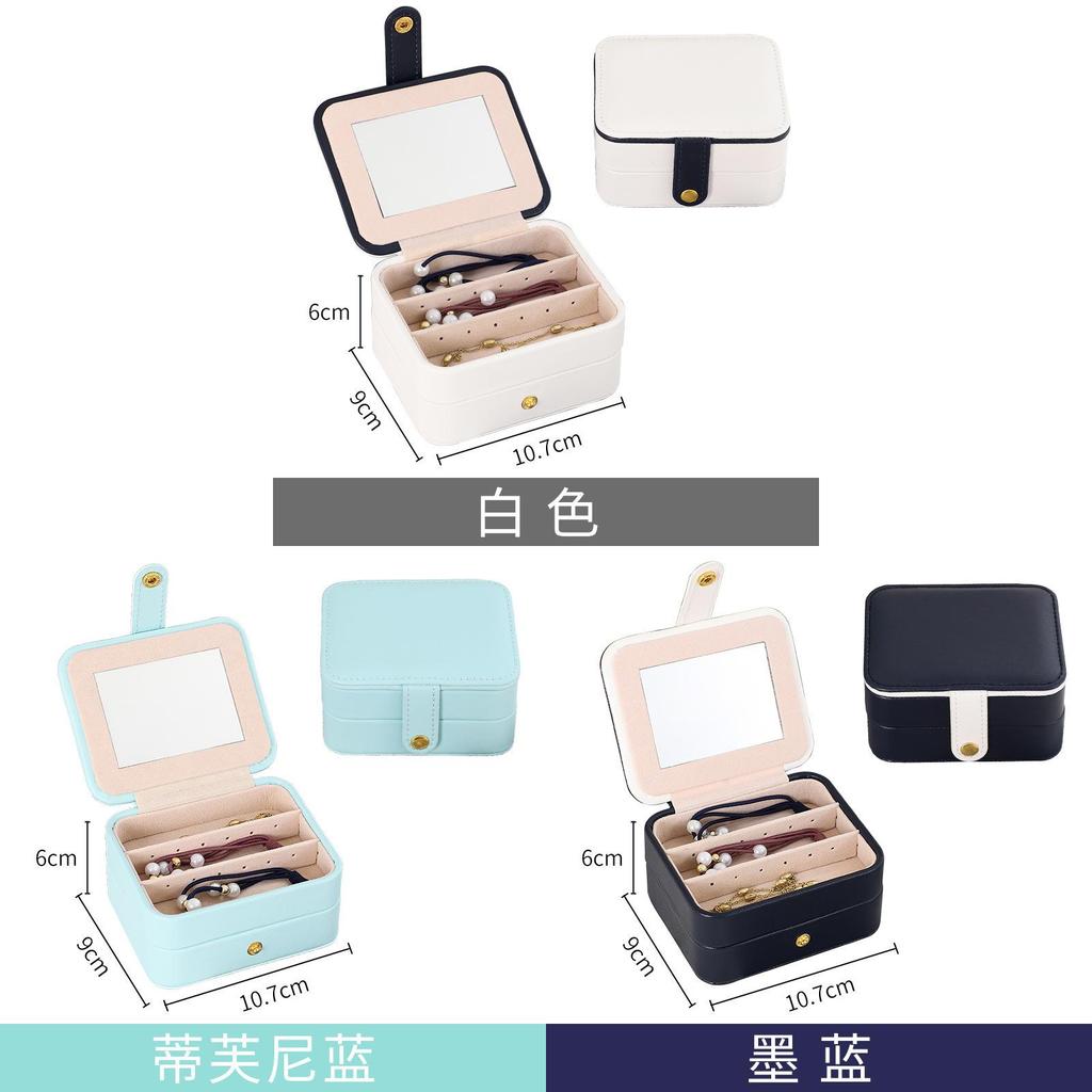 Children Jewelry Box With Mirror Multi Layer Travel Organizer For Earrings And Necklaces