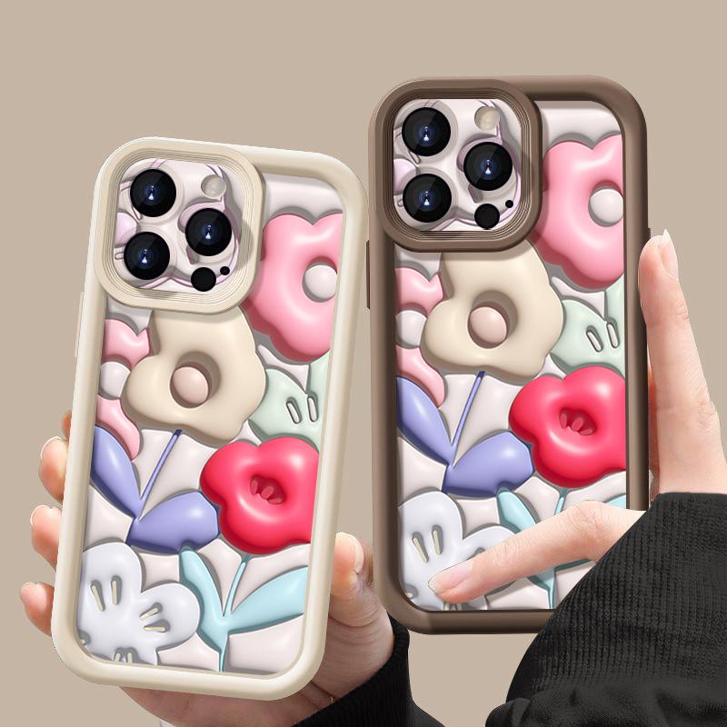 Blumenhülle für iPhone 16 Pro Max Stoßfeste TPU Weiche Silikonabdeckung Coque für iPhone 15 Pro Max 14 13 12 11 Handyhülle