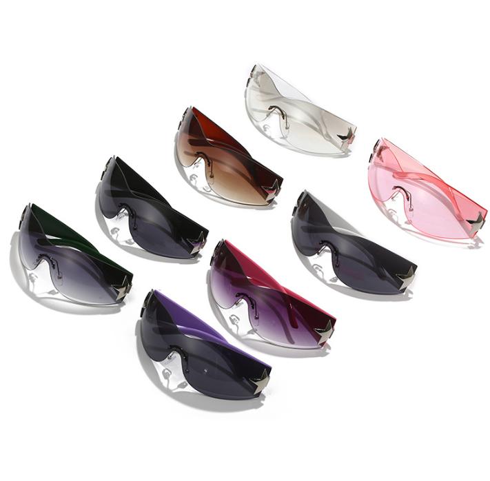 Luxury Brand Punk Sunglasses New Women Men 2000's Wrap Around Sun Glasses UV400 Female Sport Shades Eyewear De Sol Oculos