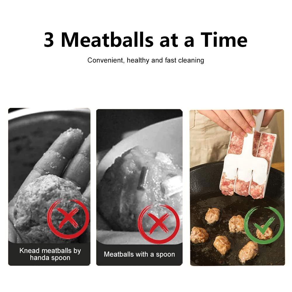 Küchen-Fleischbällchen-Maker-Set, gebratener Fisch, Rindfleisch, Fleischbällchen, Form, Löffel, Fleischwerkzeuge, dreifache Fleischbällchen-Herstellungsform, Küchenhelfer
