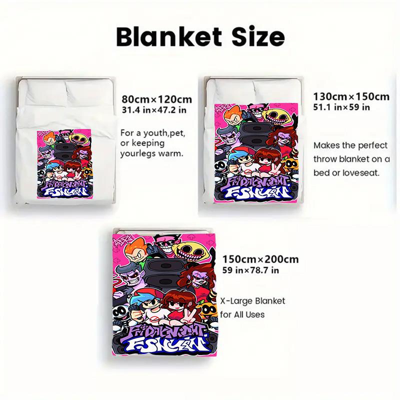 Friday Night Funkin 2D Flat Pattern Flannel Blanket High Quality All Seasons Warmth and Comfort Perfect for Christmas Gifts.