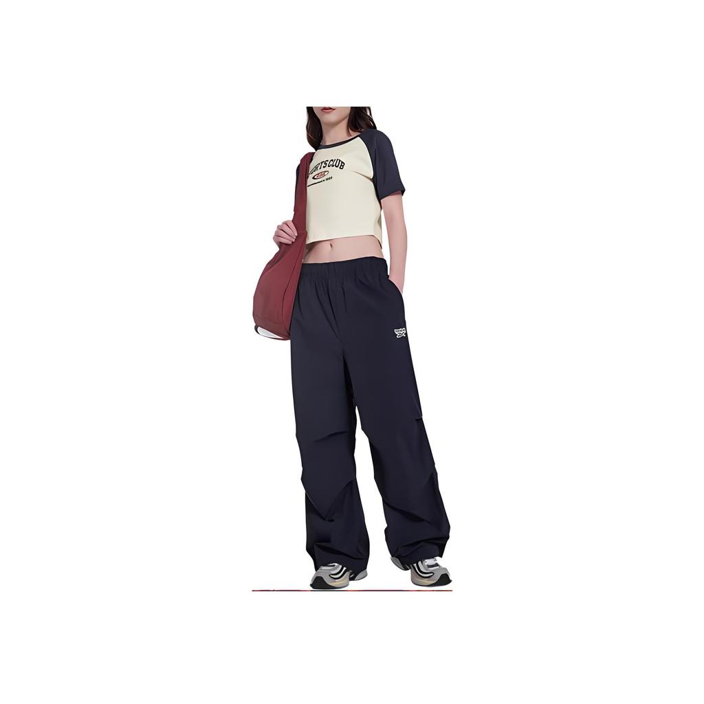 Reebok Solid Color Loose Woven Straight Leg Casual Pants Women Bottoms Navy-Blue 24SRC612WGN2