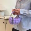 Solid Color Bubble Cloud Handbag Korean Style Rhombus Plaid Handbag Pleated Dumpling Bag  Girls