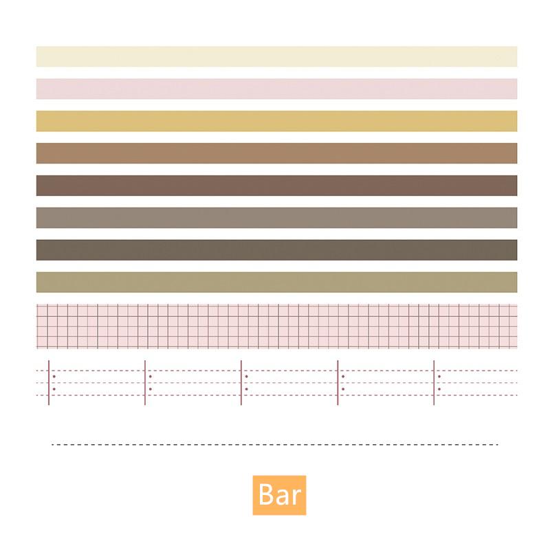 10ks Basic Color Paper Washi Tape Set 10mm 25mm Duhové lepidlo Maskovací pásky Samolepky Dekorační album Diář A6174