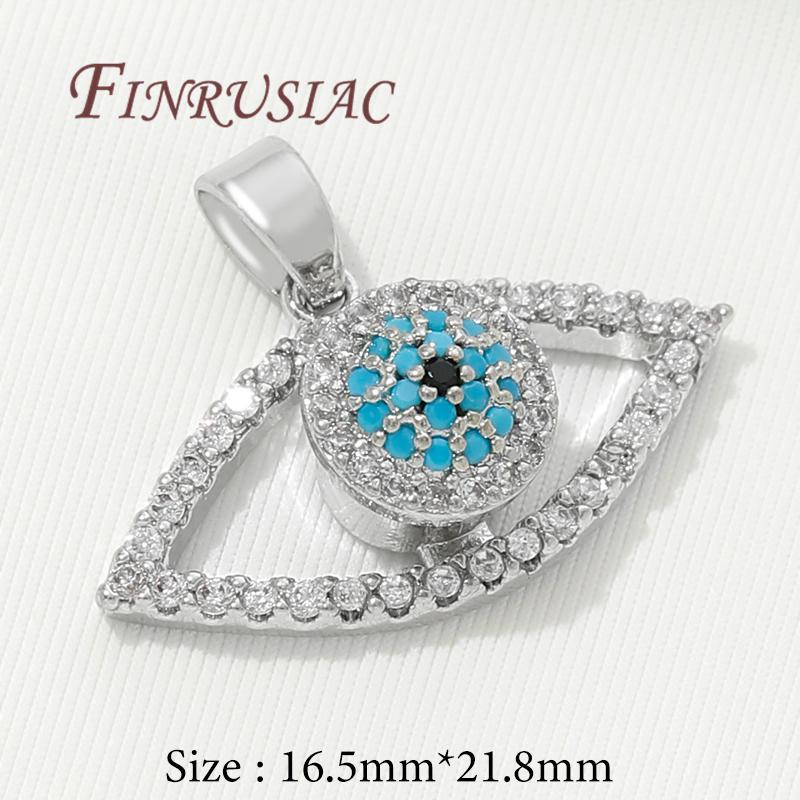Accessoires de Collier DIY Plaqué Or Véritable 18K Pendentifs Œil Maléfique en Zircon Bleu Breloques Pour Fournitures de Fabrication de Bijoux Pendentif Fleurs