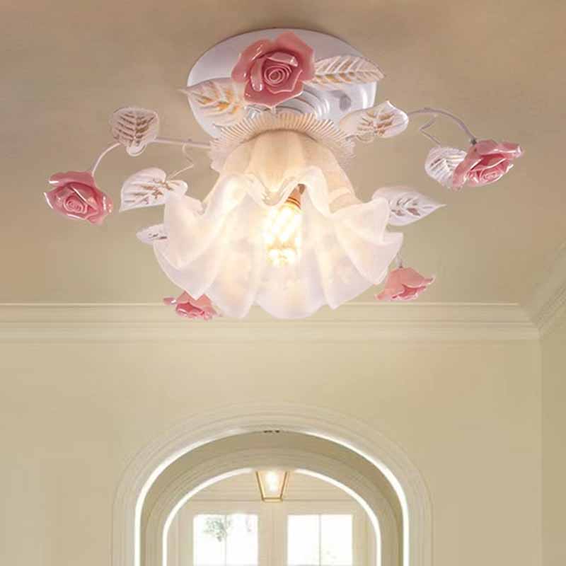 Pastorale Deckenleuchten Rose Schmiedeeisen Blume Lampe Veranda Gang Montieren Deckenleuchten Küche Home Beleuchtung