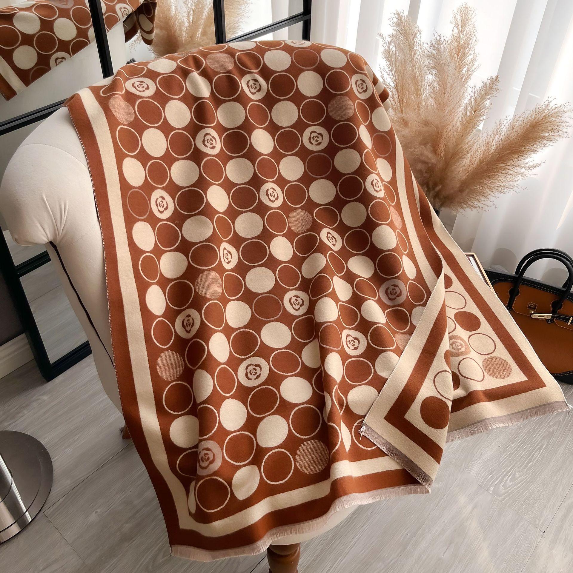 

Big-Name Camellia Decoration Fashionable Imitation Cashmere Women S Warm Scarf Short Beard Tassel Extended Shawl 185*65cm