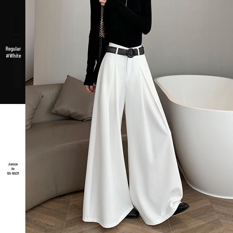 Women's Gray High-Waisted Wide-Leg Pants - Slimming, Loose, Floor-Length Style for Spring 2026