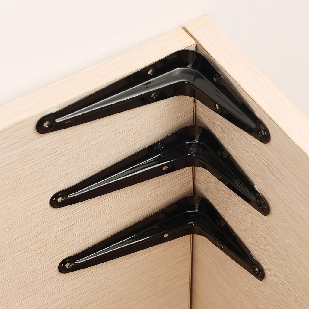 Heavy Duty L-Shaped Triangular Shelf Brackets Cold-rolled Steel Right Angle Wall Mount Joints with Screws Furniture Hardware