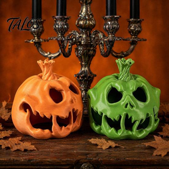 Halloween Table Centerpiece 3D Printed Skull Pumpkin Candle Holder, Hollow Design Ornament Figurine, Multifunctional Ambient Lampshade for Party