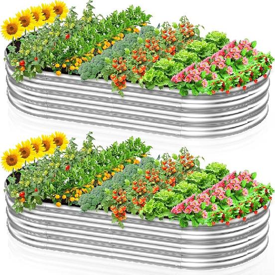 

2 Pcs 9 x 3 x 1 FT Galvanized Steel Raised Garden Bed, Large Galvanized Steel Outdoor Planter Box for for Easy to DIY and Clean - Raised Garden Beds 6 x 3 x 1 FT (2 Pcs)