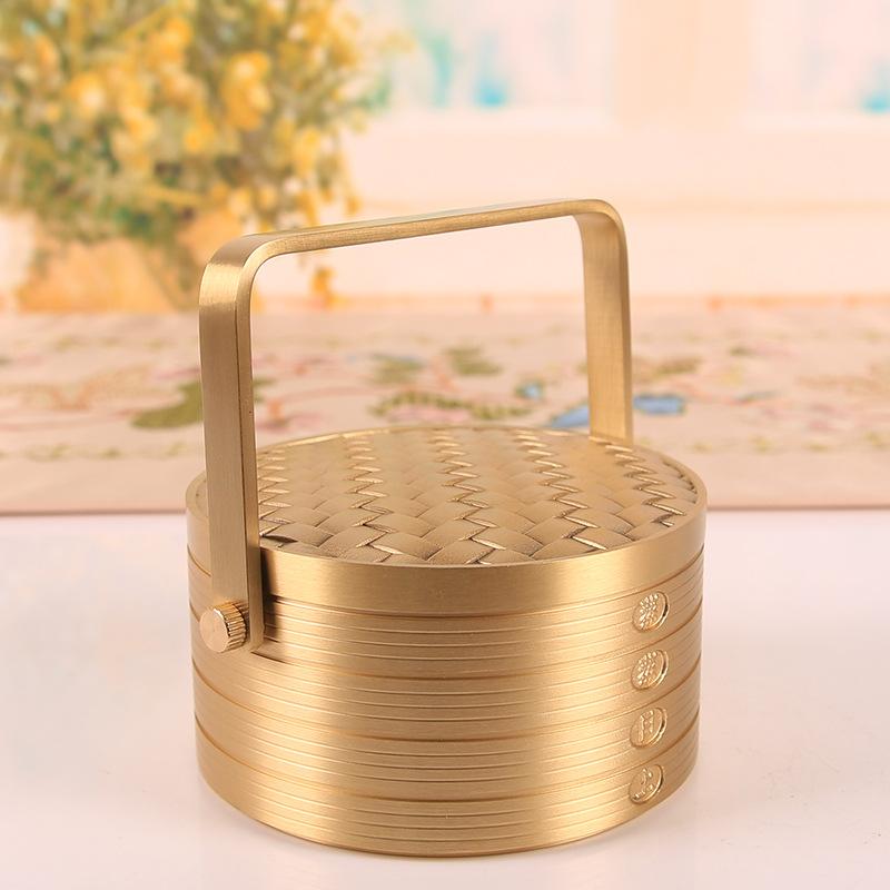 Thriving storage box home pure brass ornament creative coffee table storage tea can high-end dried fruit box