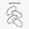 Rainbow CZ pierścionki dla kobiet do układania w stos Slim 4 kolor obrączka ślubna 925 Sterling Silver Fine Jewelry 2021