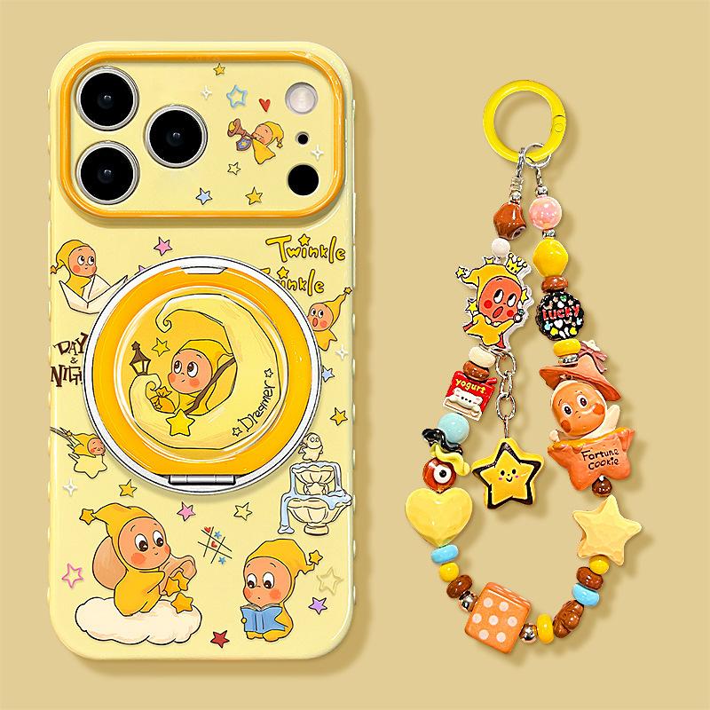 Star bracelet applies to 17promax iPhone case 15 silicone 16 cute cartoon 14 rotating bracket 13 women