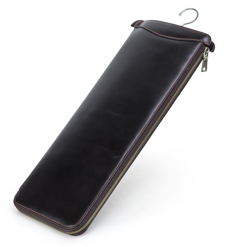 

Премиальная дорожная коробка для хранения галстуков из коровьей кожи с крючком - Элегантный двухсекционный дизайн коричневый