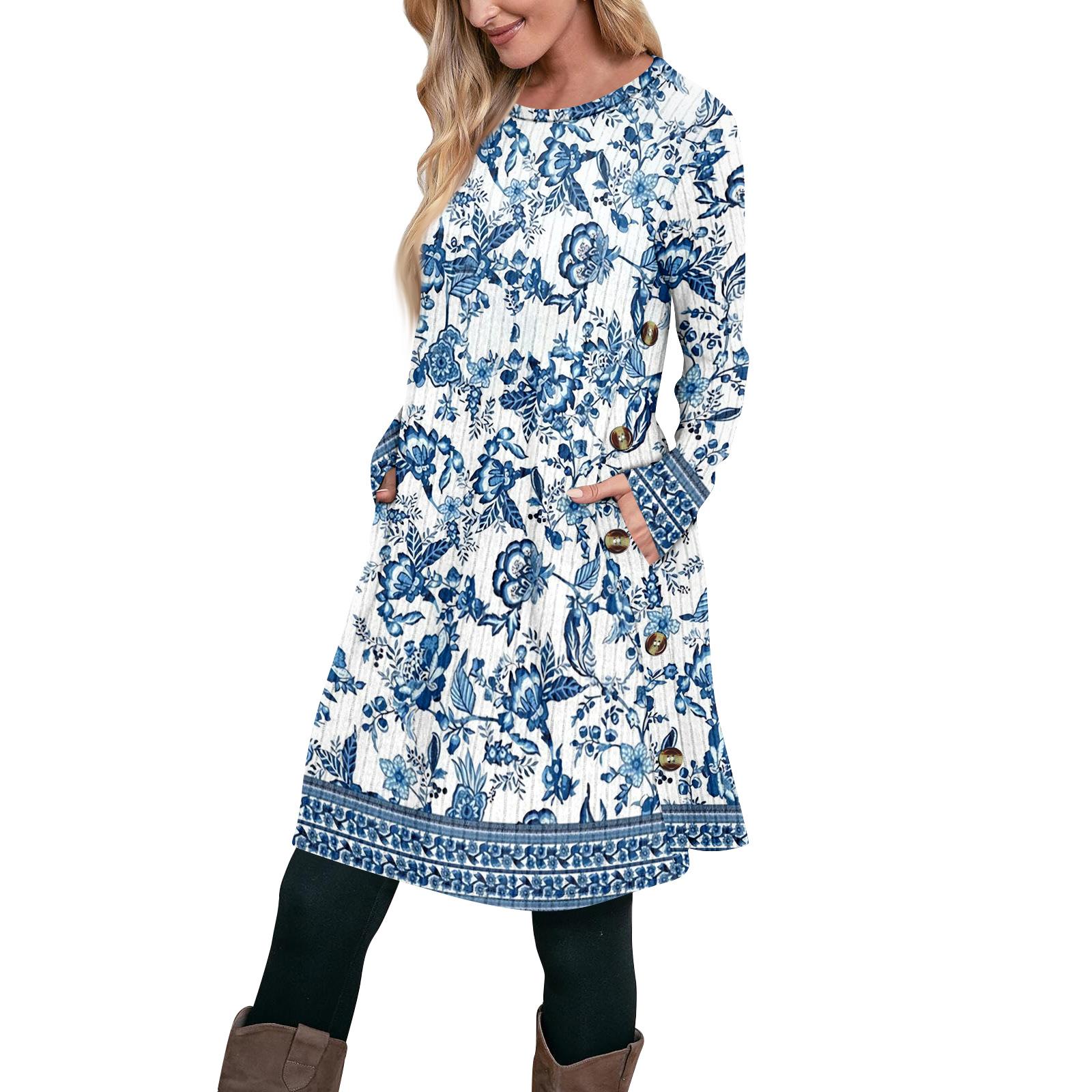 

Женское модное повседневное платье-туника с длинным рукавом и карманами, платье с боковыми пуговицами S