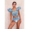 1SET women's sunscreen swimsuit gauze skirt printed swimsuit women's bikini