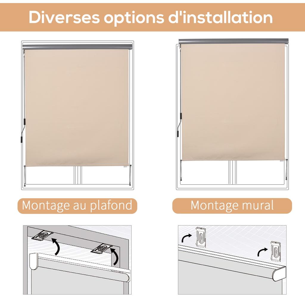 Outdoor Roller Blind 2.5 X 1.6 m with Crank Handle, Aluminium and 280g/M² Polyester, Cream