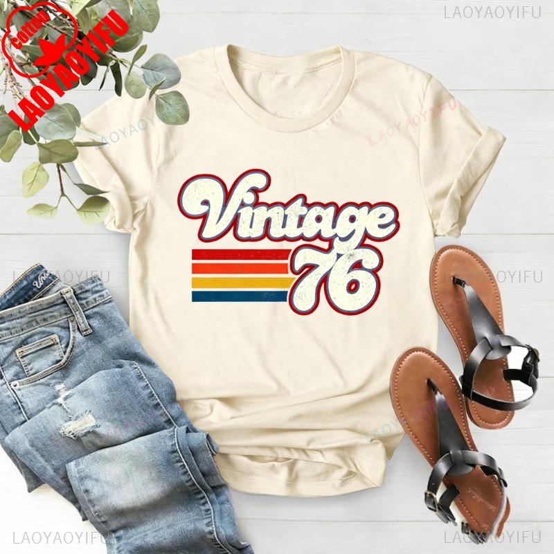 

Retro Style Birthday for Women Unisex Vintage 1976 TShirt 50th Gift Father and Mother Fashion Casual Style Crewneck Tee Tops XL