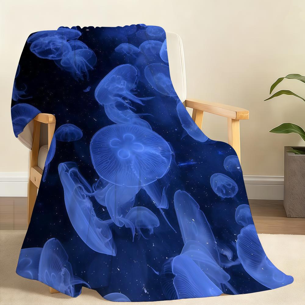 Ethereal Blue Underwater Jellyfish Blanket Soft Throw Blanket for Home Bedroom Bed Sofa Picnic Travel Office Cover Blanket Gift