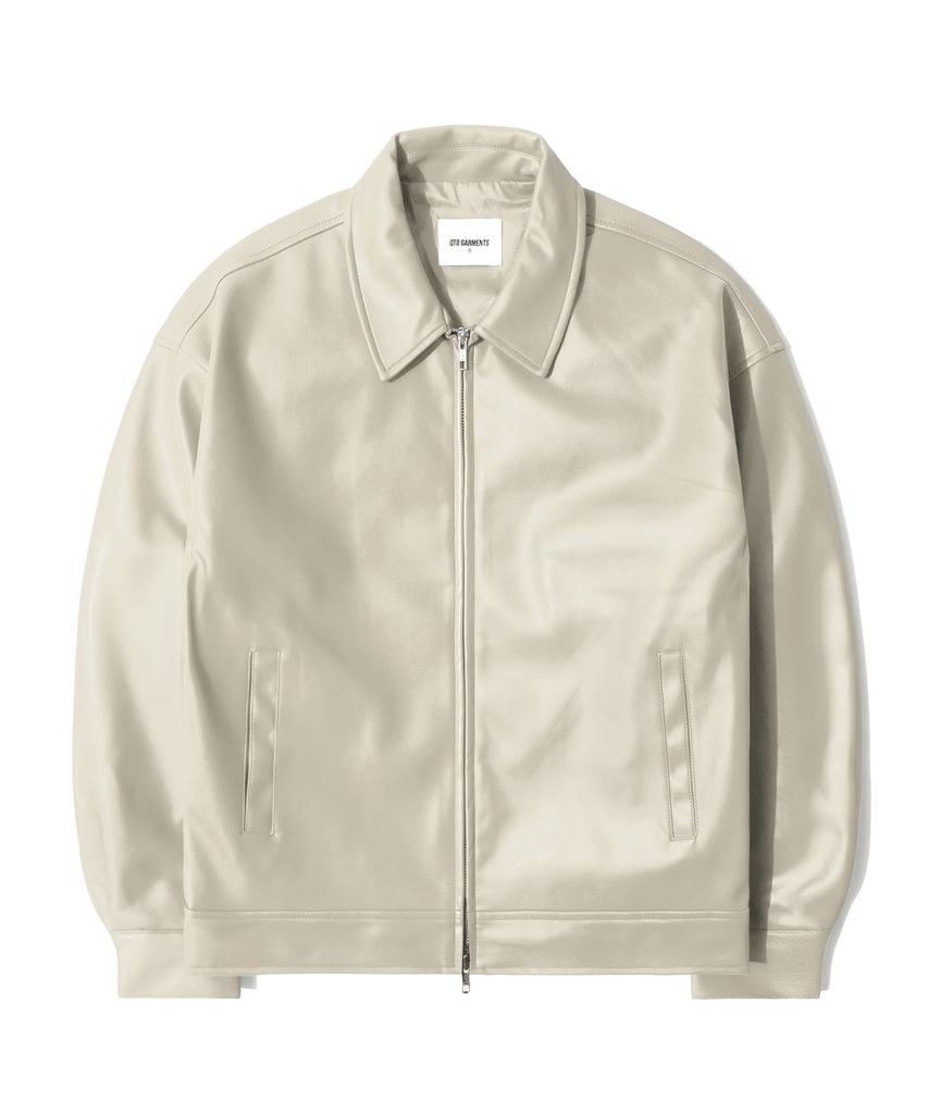 Qt8 Garments Lb Synthetic Leather Single Jacket (Cream)