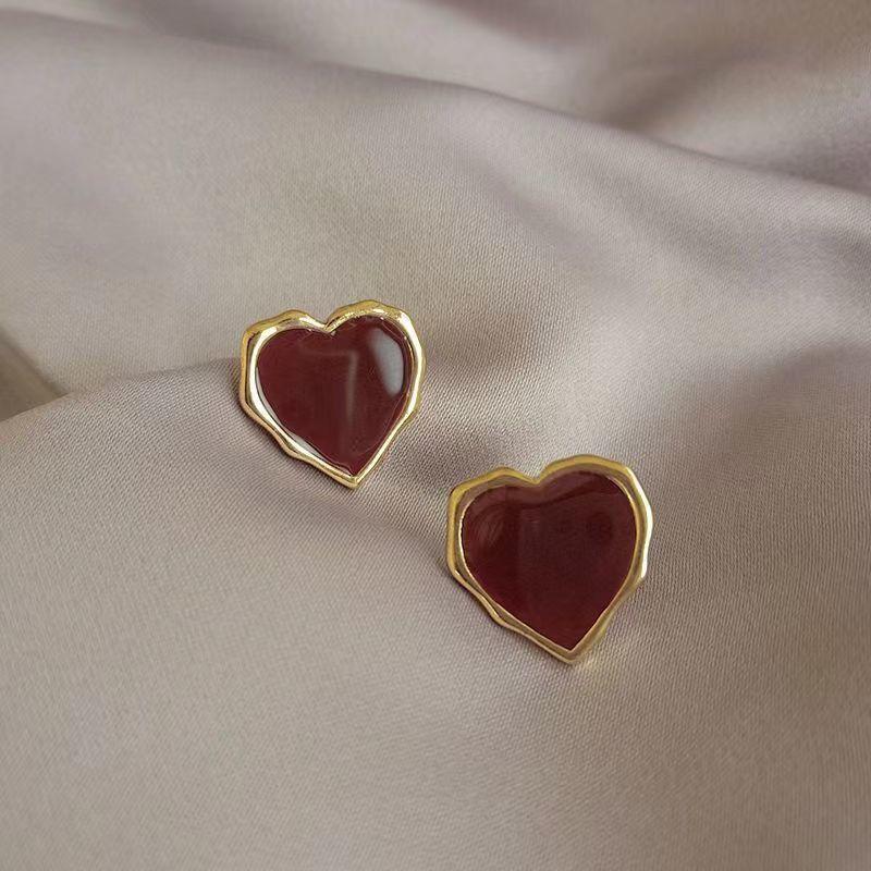 Maillard coffee color amber earrings women's autumn and winter high-end commuter style earrings light luxury niche design earrings