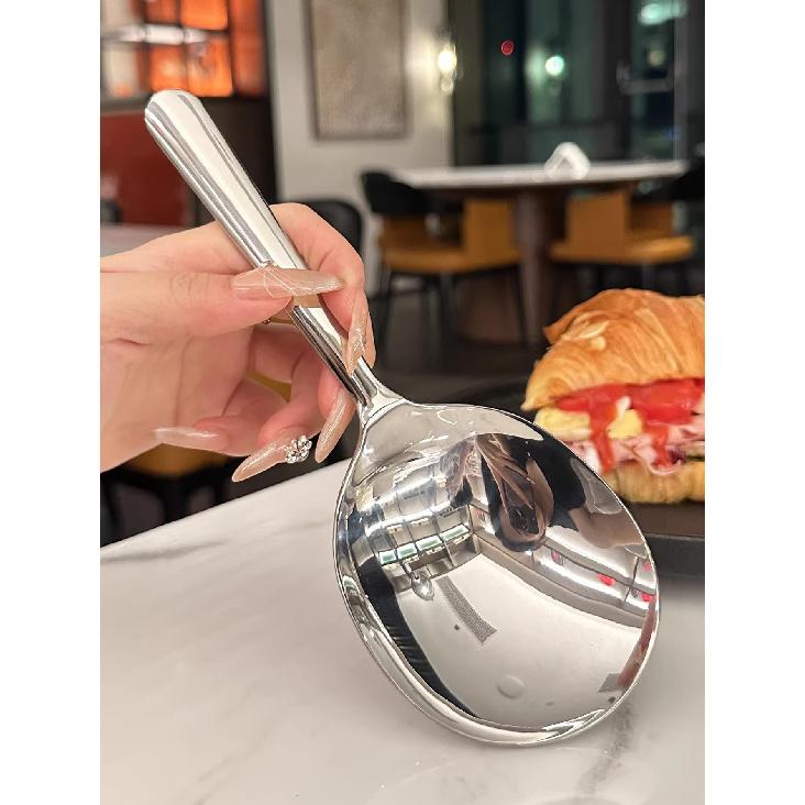 2Pcs Stainless Steel Ladles For Serving Soup Rice Serving Spoon Drain Hole Heat Insulated Handle Kitchen Utensils For Daily Use4