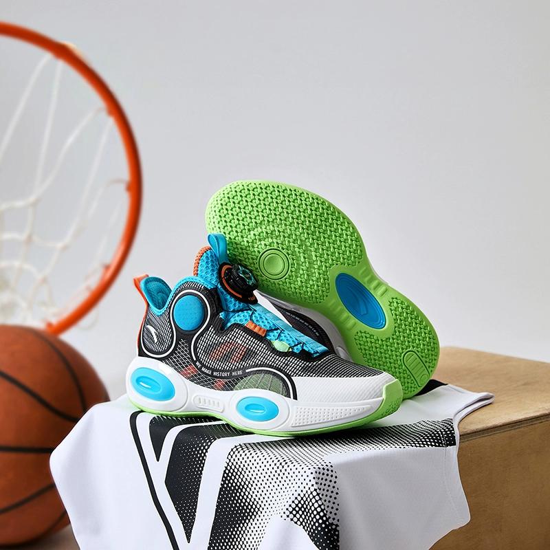 Anta Shape 3 Non-Slip Low-Top Kids Basketball Shoes Kids Sneaker Black Blue 312331102-2