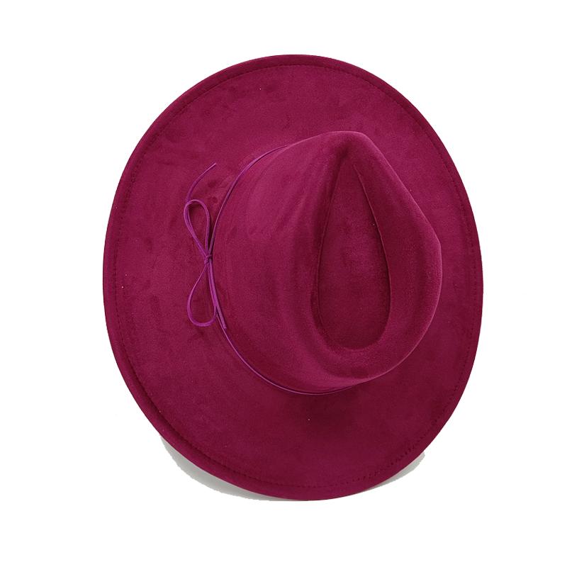 Cappello a Cilindro Piatto Rotondo 9,5 cm in Scamoscio Uomo Donna Cappello da Cowboy Western Cappello Fedora per Feste e Palco Design Autostile Stile Etnico Cappello Superiore